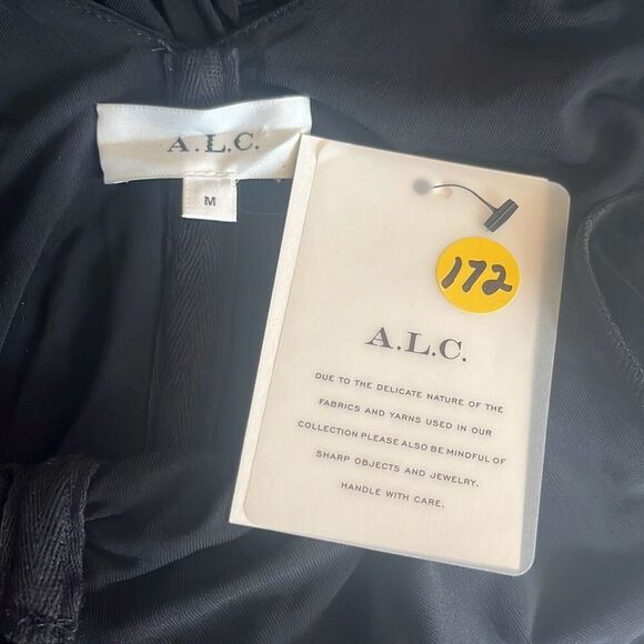 A.L.C. Black Ruched Bodycon Mini Dress Long Sleeve Halter Neck Medium $495 NWT - Picture 12 of 16